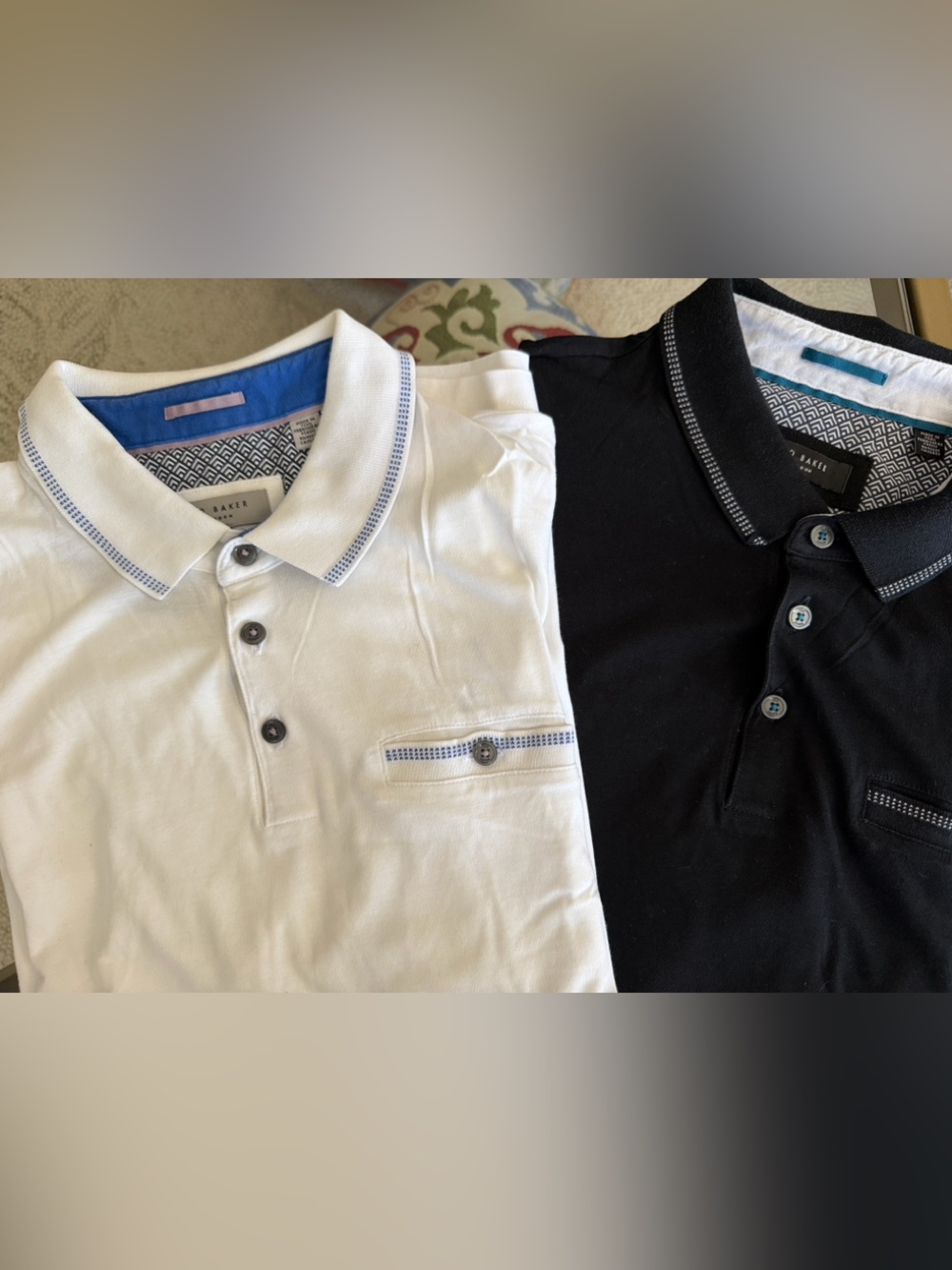Lot of 2: Ted Baker 5 Men’s Black One White Polo with Contrast Trim